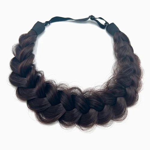Vista 7 de Diadema trenzada de pelo sintético, hebras anchas clásicas, para boda, desordenada, esponjosa, peluca, accesorio de belleza para mujer