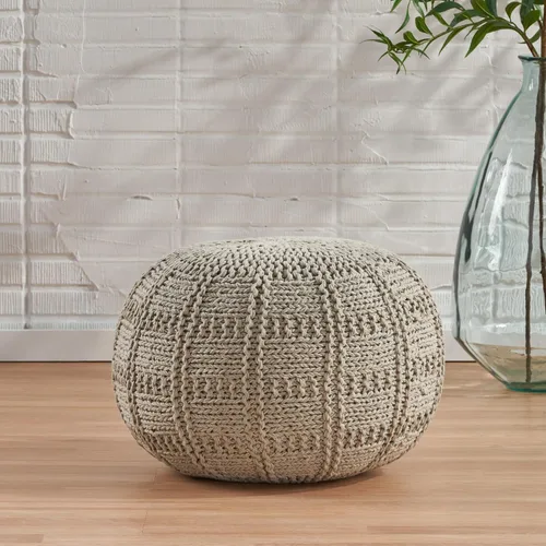 Vista 2 de Christopher Knight Home Puf de tela Yuny, gris