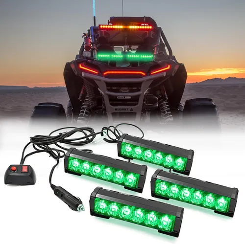Vista 12 de 2 x 6 LED con 9 modos de advertencia para el tráfico - Luces estroboscópicas impermeables para auto, para interior, techo, salpicaderas, parabrisas