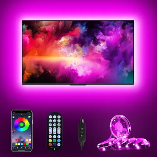 Vista 8 de Daymeet - Luces LED para TV, retroiluminación LED de 13.1 pies para TV de 40-65 pulgadas, tira de luz LED USB RGB, luces con cambio