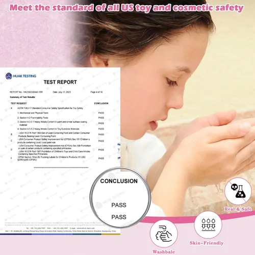 Vista 2 de TOKIA Kit de maquillaje para niños de gran cantidad de 49 piezas, no tóxico y seguro, maquillaje para niñas pequeñas, cosméticos lavables reales