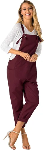 Vista 3 de YOINS - Monos a la moda para mujeres. Mamelucos sueltos de mahón con correas ajustables, cuello cuadrado y pechera para mujer