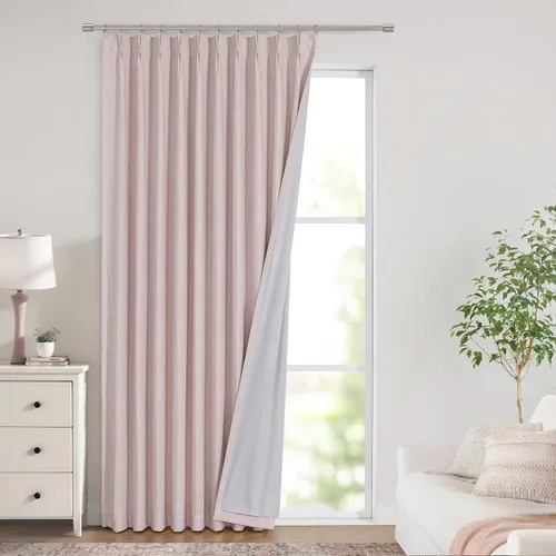 Vista 12 de Vision Home Cortinas marrones con pliegues pinzados, opacas completas, cortinas de ventana de lino mezclado para oscurecer la habitación, cortinas