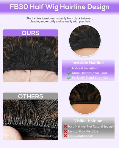 Vista 5 de FB30 - Peluca de cabello humano rizado birmano ombré con reflejos, densidad del 180 %, sin pegamento, con cordón para llevar y llevar, con extremos