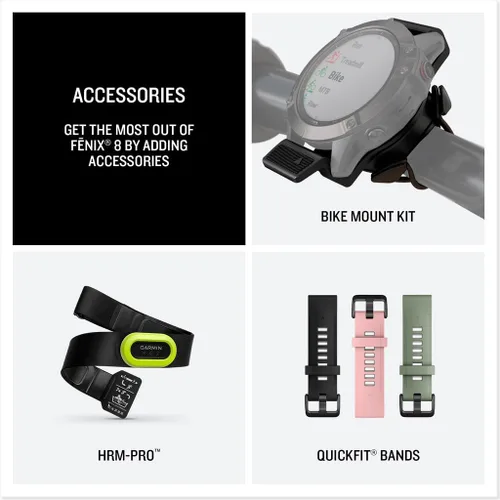 Vista 7 de Garmin fēnix® 8 – 47mm, AMOLED, Smartwatch GPS Multisport Premium, Vida Útil de Batería Larga, Certificado para Buceo, Linterna LED Integrada, Gris