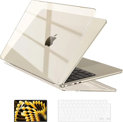 Vista 13 de EooCoo - Funda para MacBook Air de 15 pulgadas M5 M4 M3 M2 2026-2023, color negro cristal Easy to Install, Sturdy, Plastic Hard Shell Case &