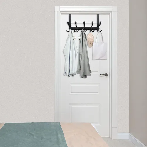 Vista 4 de WEBI Ganchos para colgar sobre la puerta, perchero para colgar sobre la puerta, perchero de puerta para toallas, ropa, baño, negro