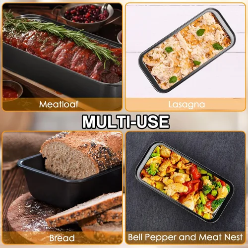 Vista 6 de Sliner 6 moldes para pan, 12 x 5 pulgadas de largo, antiadherente, de acero inoxidable, rectangular, para tartas, pan, pan, para pasteles de carne