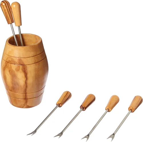 Vista 2 de Naturally Med Barril de madera de olivo con púas de olivo, 6 piezas