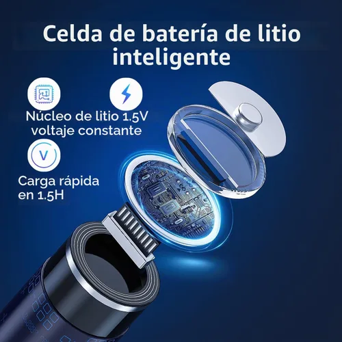 Vista 3 de Baterías AA recargables USB 1.5 V AA baterías recargables de litio, 3400 mWh, paquete de 12 baterías de litio AA con cable USB de 1500 ciclos