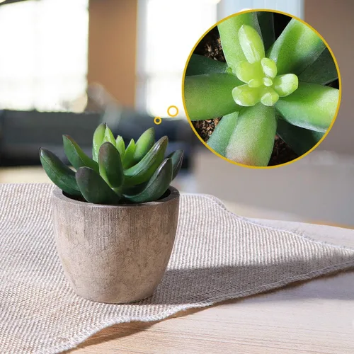 Vista 2 de Cabilock Ounona - Juego de 3 plantas suculentas artificiales con macetas, minisuculentas artificiales realistas para el hogar, la oficina