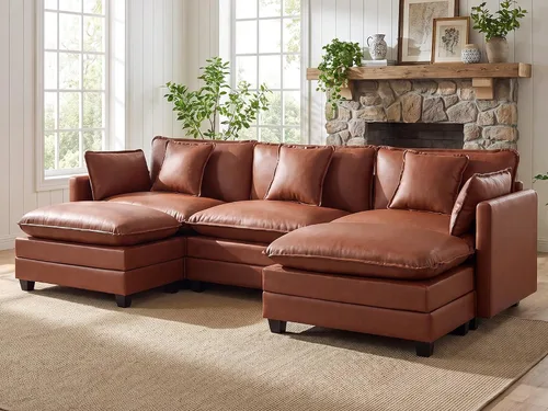 Vista 64 de Sofá modular en forma de nube de 113 pulgadas, sofás de asiento profundo de gran tamaño para sala de estar, sofá modular tapizado de chenilla