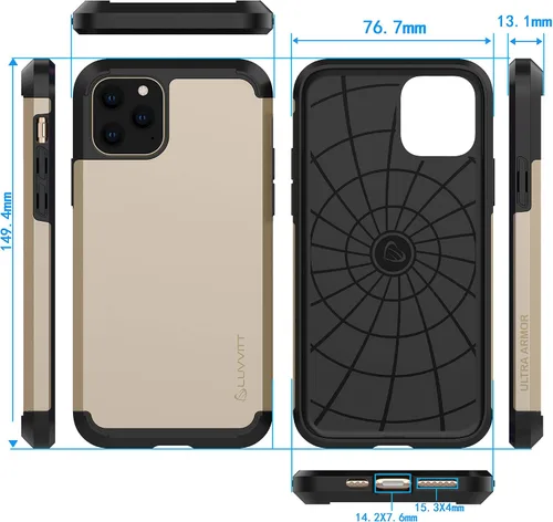 Vista 8 de Luvvitt Ultra Armor - Funda diseñada para iPhone 11 Pro Max 6.5 2019 con placa de metal extraíble para soporte magnético