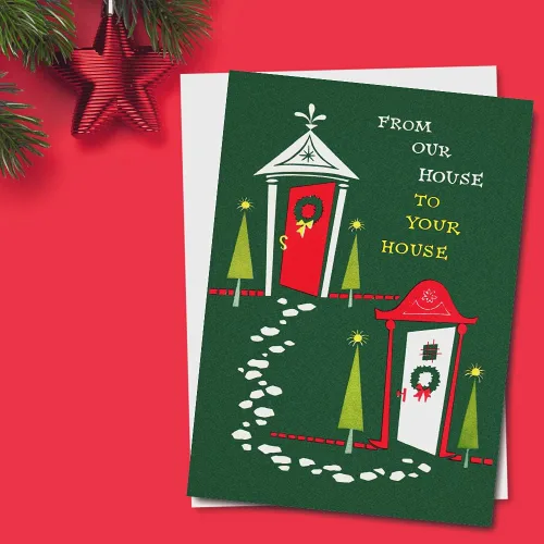 Vista 3 de Wright Home & Gift Holiday Doors - Tarjetas de felicitación navideñas tradicionales Paquete de 10 unidades a granel + 10 sobres (4 x 6)