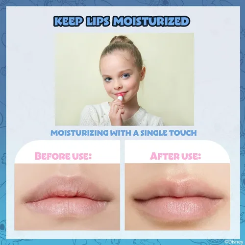Vista 4 de Disney Stitch 5 piezas a base de plantas, set de bálsamo labial hidratante para maquillaje para niñas, niños y bebés, perfecto para fiestas, fiestas