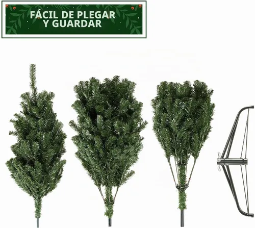 Vista 7 de Casafield - Árbol de Navidad artificial de verde pino realista, de 7.5 pies con luces y soporte de metal resistente