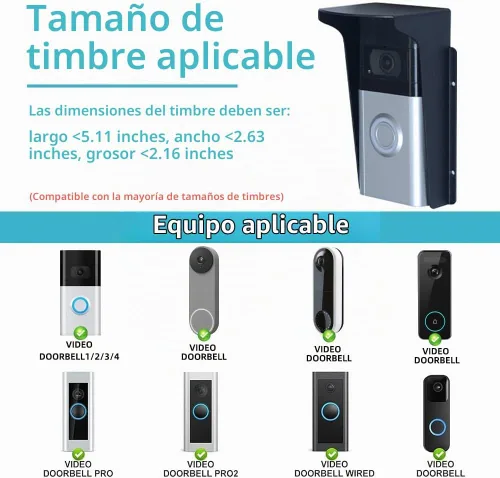 Vista 2 de Cubierta impermeable para timbre de puerta, protección antirreflejos, bloqueo de huellas dactilares, cubierta impermeable de metal negro