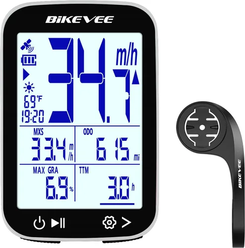 Vista 13 de GPS Bike Computer, 2.4" Screen, Altitude, Gradient, IPX7, 28H Negro-a