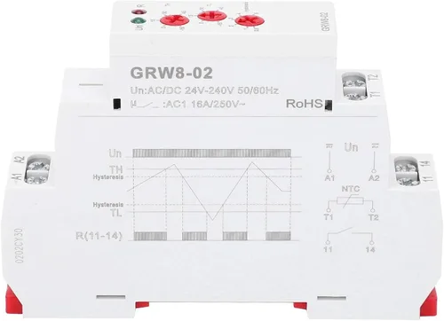 Vista 8 de Controlador de temperatura del termostato digital GRW8-02 Carril DIN AC DC 24V a 240V Relé Monitor de control de temperatura con sonda de prueba