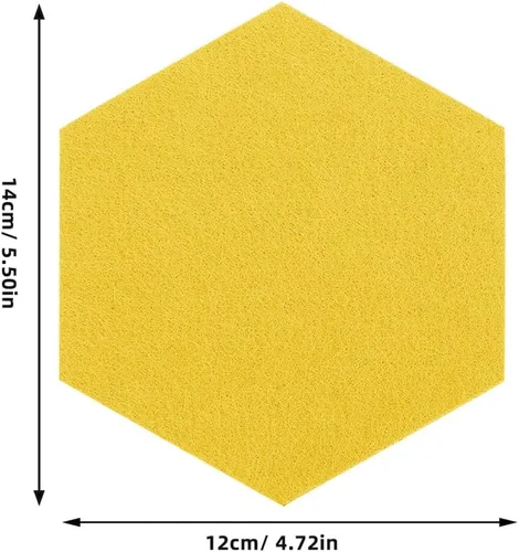 Vista 2 de Tablero de pared hexagonal de fieltro, paquete de 12 tableros de notas de fieltro autoadhesivos para oficina, hogar, aula, decoración de azulejos