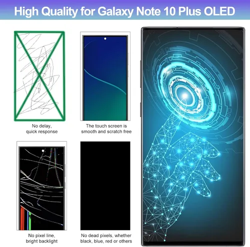 Vista 5 de OLED para Samsung Galaxy Note 10 Plus 4G 5G Reemplazo de pantalla con marco OLED táctil digitalizador de 6.8 pulgadas [OLED, NO LCD] con kit