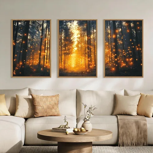 Vista 58 de Lienzo decorativo abstracto grande con marco naranja quemado, decoración de pared azul neutro y negro, arte moderno con pinceladas, impresión