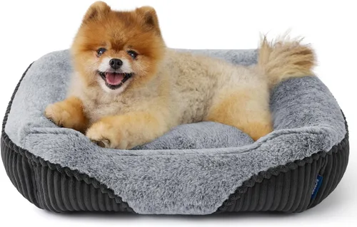 Vista 2 de Bedsure Cama lavable para perros pequeños y gatos, cama rectangular para cachorros, 20 x 19 x 6 pulgadas