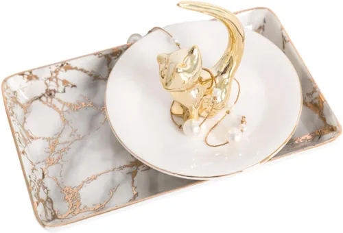 Vista 2 de 3pcs Ceramic Jewelry Dish Ceramic Ring Plate Ceramic Tray Ceramic Jewelry Tray Trinket Tray Ceramic Earring Tray Ceramic Ring Tray Bandejas