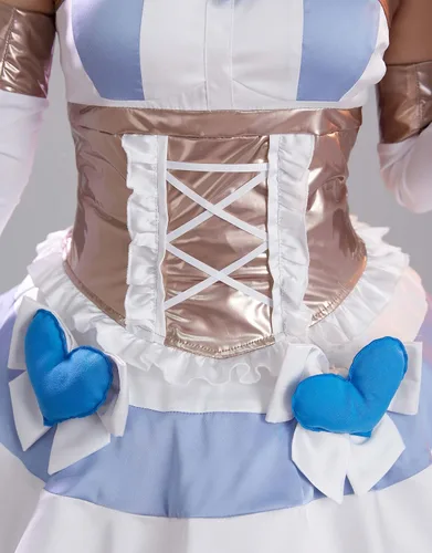 Vista 6 de Miccostumes Vestido de anime para mujer, disfraz de cosplay de corazón azul con alas