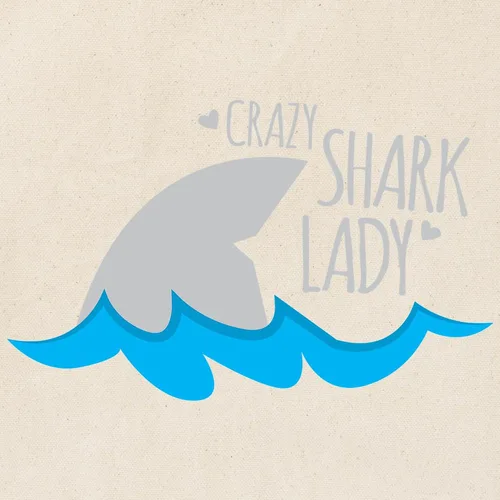 Vista 3 de CafePress Crazy Shark Lady Tote Bag Reutilizable Natural Beige Lona Bolsa de Compras