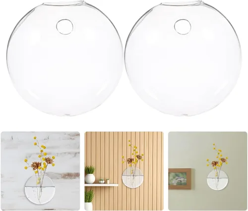 Vista 9 de 6pcs Wall Hanging Glass Plant Bottles Hydroponic Flat Vase for Indoor Terrarium Propagation and Succulent Display Home Décor