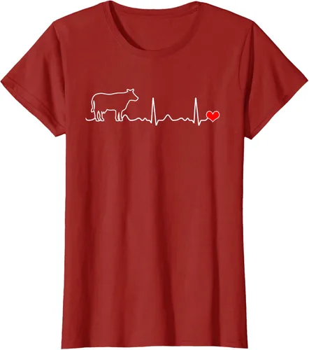 Vista 71 de Camiseta de paciente con corazón I Love My Cow Valve EKG Heartbeat Heart Pacient, Negro, S