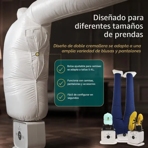 Vista 5 de Bellairon - La máquina de planchar automática original para ropa. Secadora de ropa de aire caliente y removedor de arrugas manos libres para camisas