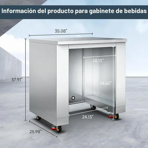 Vista 2 de BODEGA Gabinete de Cocina Exterior de Acero Inoxidable de 24 Pulgadas para Refrigerador de Bebidas, Módulo de Gabinetes de Electrodomésticos