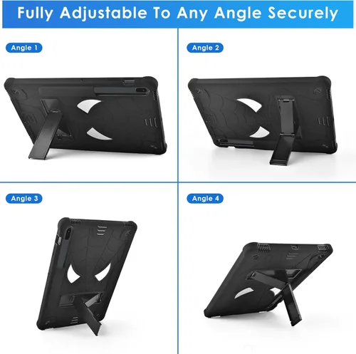 Vista 6 de DETUOSI Funda para tablet Samsung Galaxy Tab S7 FE 5G, S8 Plus, S7 Plus, 12.4 pulgadas, funda protectora resistente para niños con soporte plegable