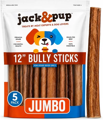 Vista 13 de Jack&Pup Bully Sticks de 6 pulgadas para perros (paquete de 6) - Jumbo