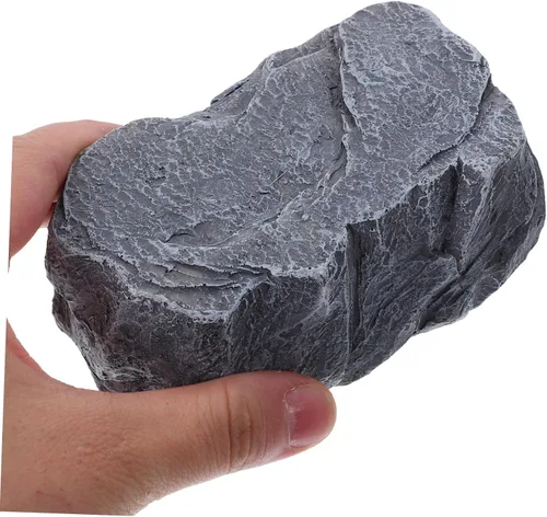 Vista 4 de Resin Stone Shape Key Hider Storage Box for Outdoor Garden Decor Unique Accent Piece, Blends Surroundings, Realistic Stone Look, Easy to Move