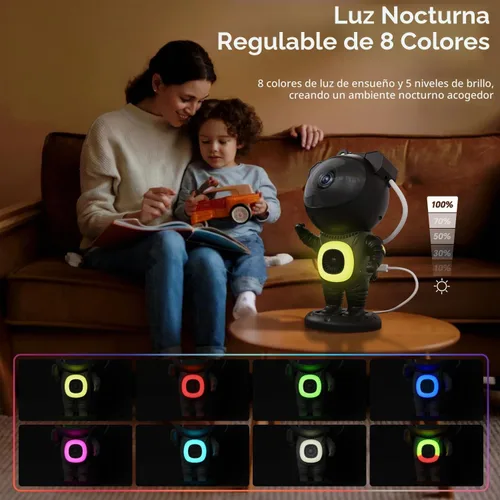 Vista 2 de Proyector de galaxia, proyector de estrellas para dormitorio, luces nocturnas para habitación de niños, ruido blanco, altavoz Bluetooth, proyector