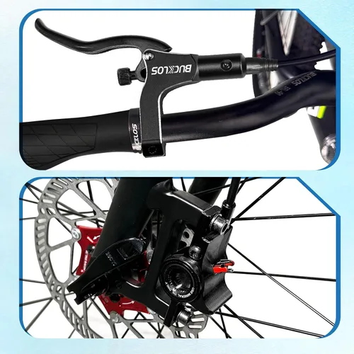 Vista 6 de BUCKLOS Frenos de disco hidráulicos MTB para bicicleta de montaña, delantero izquierdo 31.496 in derecho trasero 59.055 in bicicleta freno
