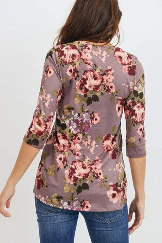 Vista 36 de LaClef - Blusa de maternidad para mujer, cuello redondo, manga 3/4, plisada al frente, estilo peplum