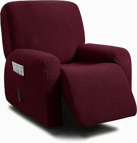 Vista 38 de ULTICOR - Juego de 8 fundas para sofá reclinable de jacquard, fundas elásticas para sofá reclinable para 3 cojines, gruesas, suaves, lavables