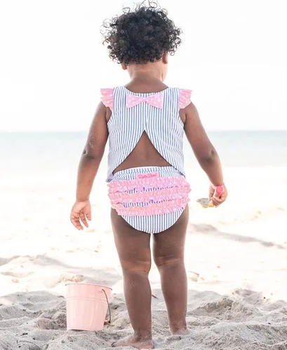 Vista 3 de RuffleButts Traje de baño tankini corto de 2 piezas sin mangas con protección solar UPF50+