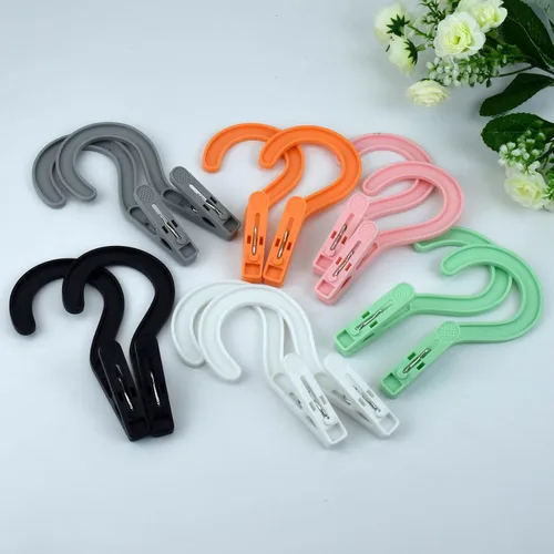 Vista 4 de Ganchos de lavandería para botas, ganchos de plástico para ropa, clips para baño, viajes, portátiles (multicolor, 12 unidades)