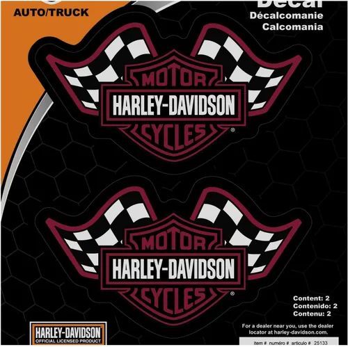 Vista 2 de CHROMA 25133 Harley-Davidson Burgundy Bar & Shield Racing Flags 2pc Decal
