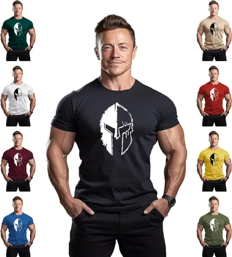 Vista 3 de ReedCA Sparta - Mens Bodybuilding T-Shirt - Gym Training Top Fashion Muscle Short Sleeve Fitness