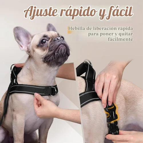 Vista 4 de rabbitgoo Arnés para perro sin tirones, ajuste rápido para perros de tamaño Chaleco para mascotas ajustable en el pecho con asa acolchada suave, sin