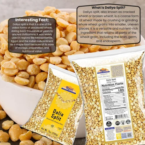 Vista 4 de Rani Daliya Split (Garbanzos partidos asados Dalia) 7oz (200g) ~ Todo natural Vegano Origen indio