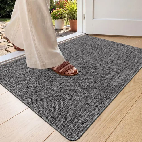 Vista 50 de Color&Geometry - Tapete para puerta delantera de 26 x 47 pulgadas, atrapador de suciedad con parte trasera de goma ultra antideslizante, perfil Caqui