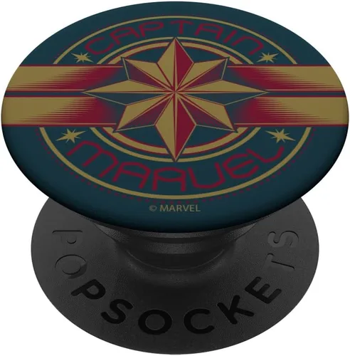 Vista 6 de Marvel Capitán Marvel Movie Retro Rojo Amarillo Logo PopSockets MagSafe PopGrip para iPhone