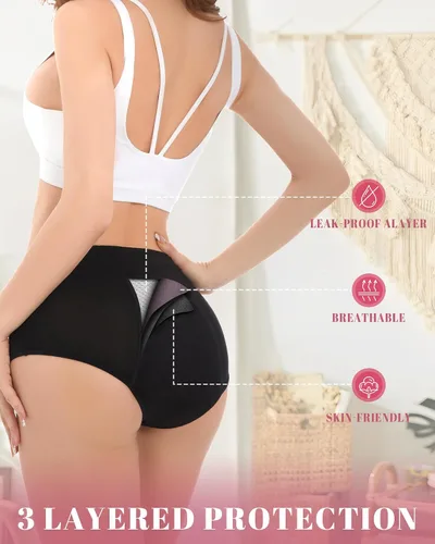 Vista 4 de Sunm Boutique 3 Pack Incontinence Underwear for Women Comfortable Leakproof Panties Tummy Control